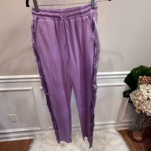 NWT Minaa Monroe fringe  lavender Jogger Pants